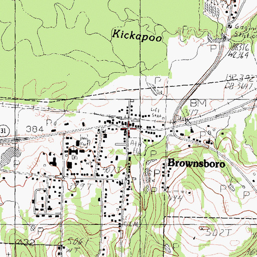 Topographic Map of Brownsboro, TX