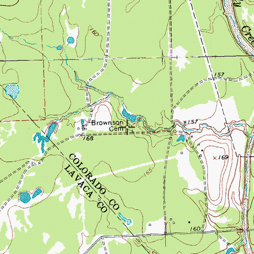Topographic Map of Brownson Cemetery, TX