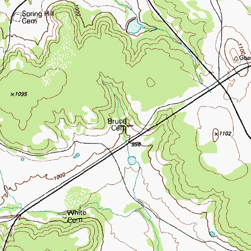 Topographic Map of Bruce Cemetery, TX