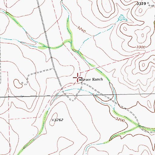Topographic Map of Bruce Ranch, TX