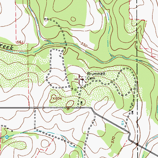 Topographic Map of Brummett Cemetery, TX
