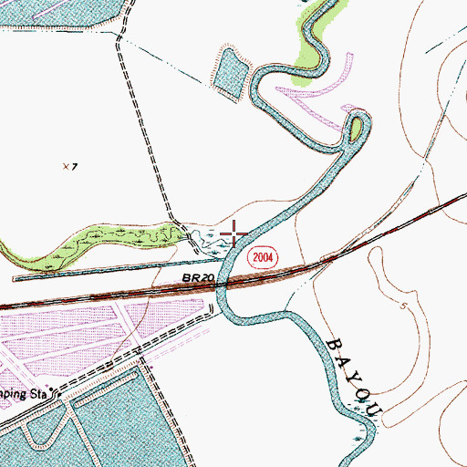 Topographic Map of Brushy Bayou, TX