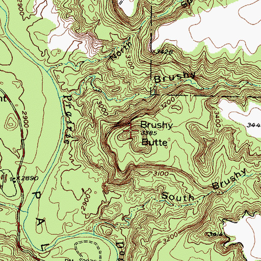 Topographic Map of Brushy Butte, TX