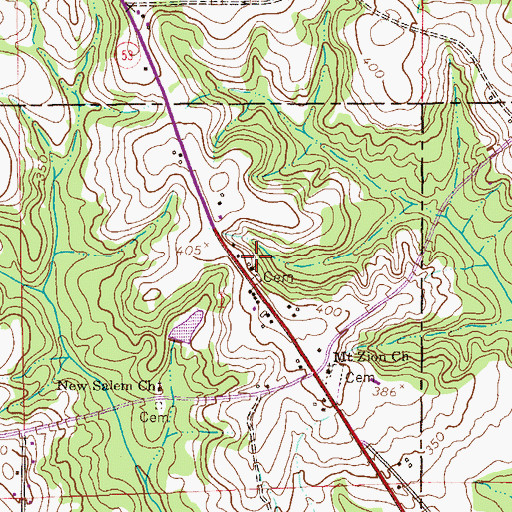 Topographic Map of Bethel Church, AL