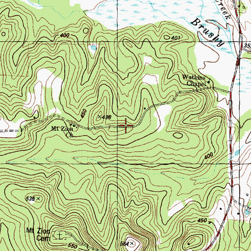 Topographic Map of Brushy Creek School, TX