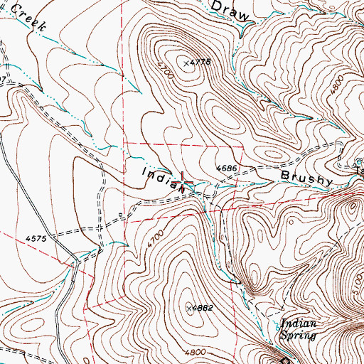 Topographic Map of Brushy Draw, TX