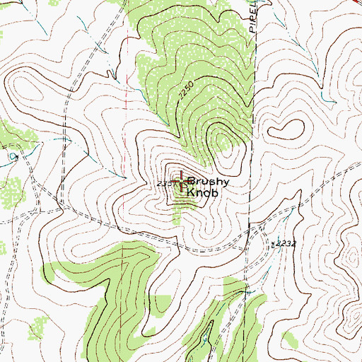 Topographic Map of Brushy Knob, TX