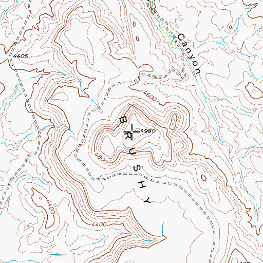 Topographic Map of Brushy Mesa, TX