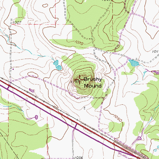 Topographic Map of Brushy Mound, TX