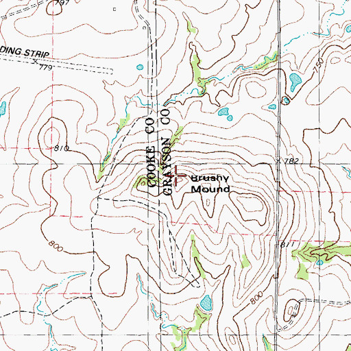 Topographic Map of Brushy Mound, TX