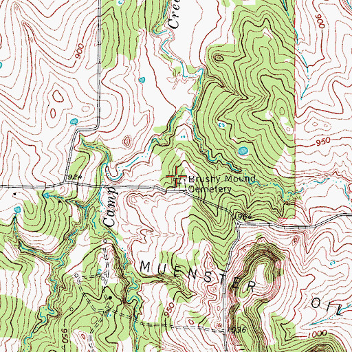 Topographic Map of Brushy Mound Cemetery, TX