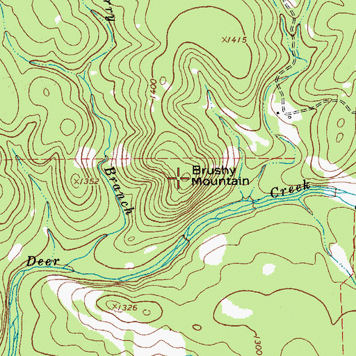 Topographic Map of Brushy Mountain, TX