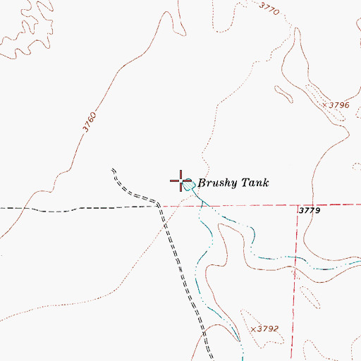 Topographic Map of Brushy Tank, TX