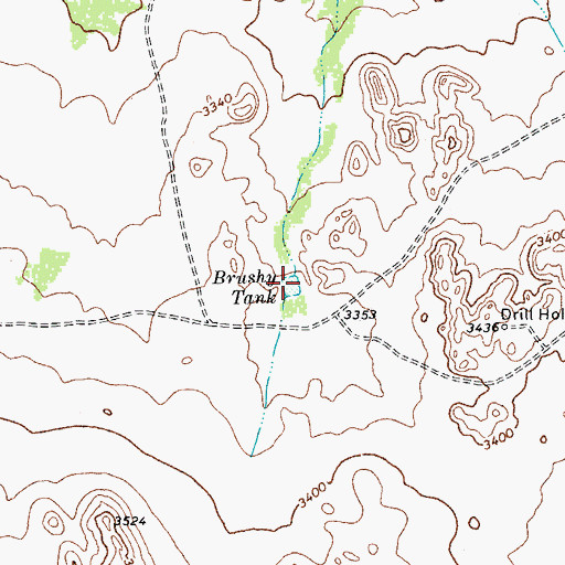 Topographic Map of Brushy Tank, TX