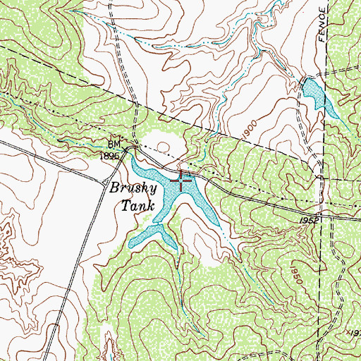 Topographic Map of Brushy Tank, TX