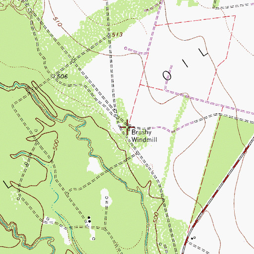 Topographic Map of Brushy Windmill, TX