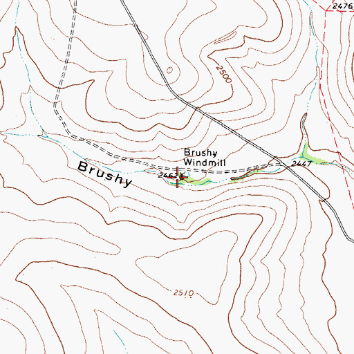 Topographic Map of Brushy Windmill, TX