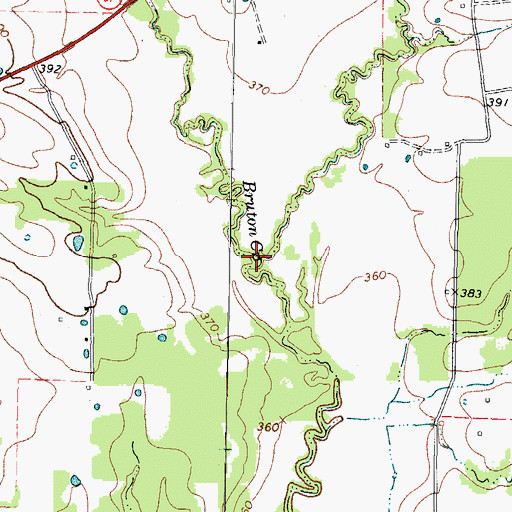 Topographic Map of Bruton Creek, TX