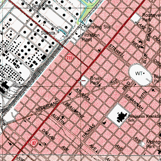 Topographic Map of Bryan Park, TX