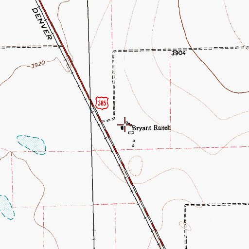 Topographic Map of Bryant Ranch, TX