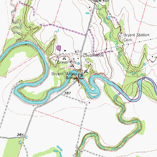 Topographic Map of Bryant Station Bridge, TX