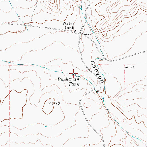 Topographic Map of Buchanan Tank, TX