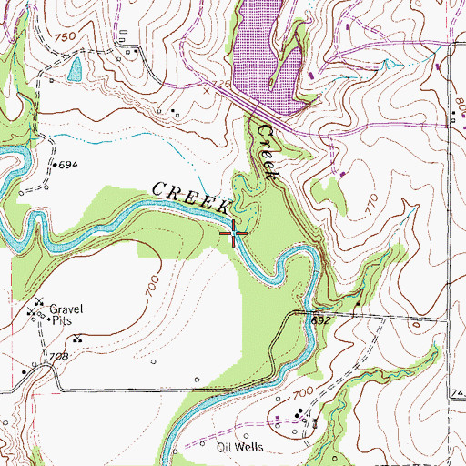 Topographic Map of Buck Creek, TX
