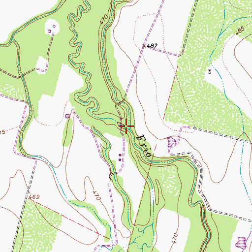 Topographic Map of Buck Creek, TX