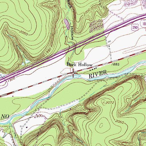 Topographic Map of Buck Hollow, TX