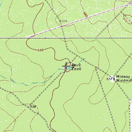 Topographic Map of Buck Tank, TX