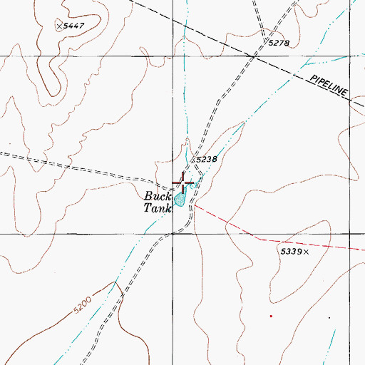Topographic Map of Buck Tank, TX