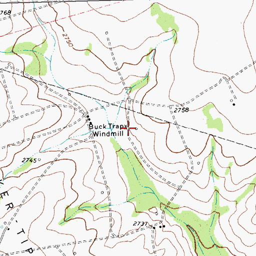 Topographic Map of Buck Trap Windmill, TX