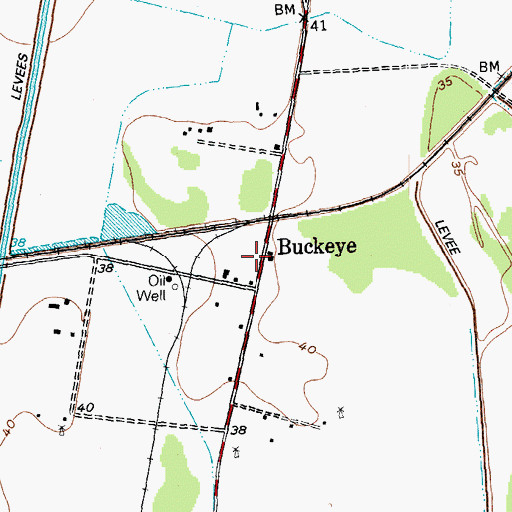 Topographic Map of Buckeye, TX