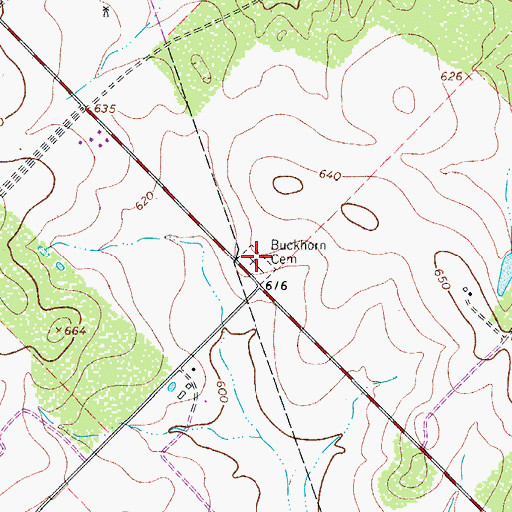 Topographic Map of Buckhorn Cemetery, TX