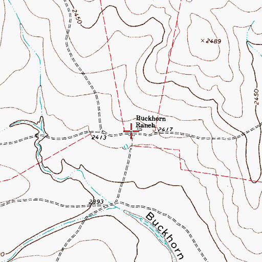 Topographic Map of Buckhorn Ranch, TX