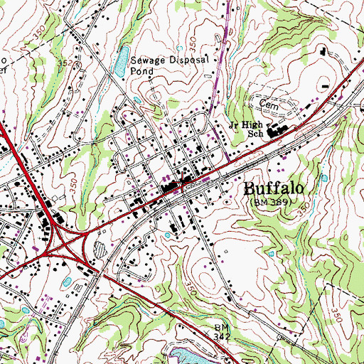 Topographic Map of Buffalo, TX