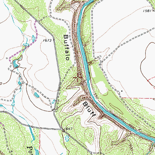 Topographic Map of Buffalo Bluff, TX