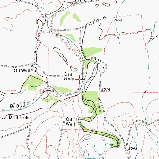 Topographic Map of Buffalo Creek, TX