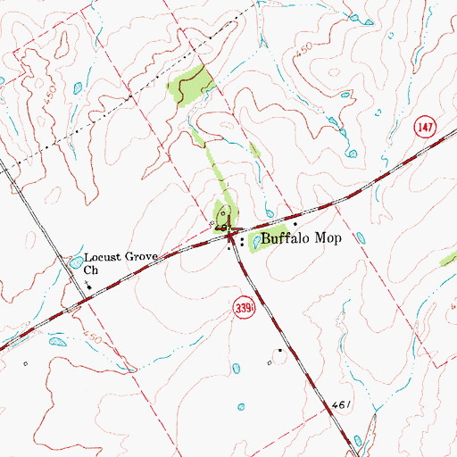 Topographic Map of Buffalo Mop, TX