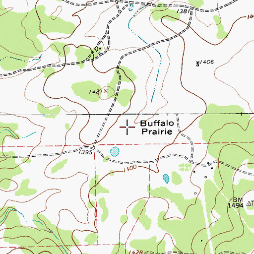 Topographic Map of Buffalo Prairie, TX