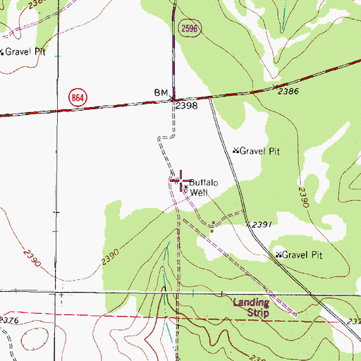 Topographic Map of Buffalo Well, TX