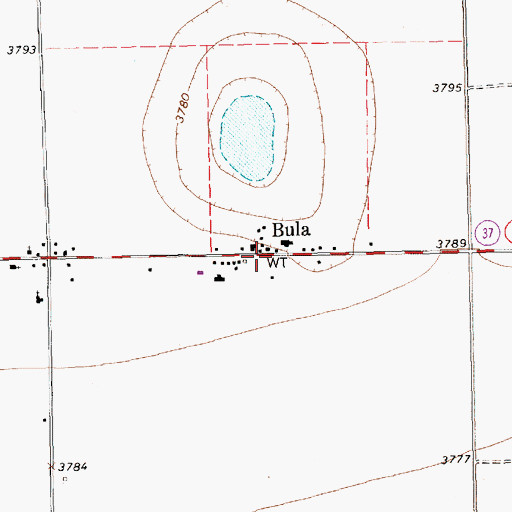 Topographic Map of Bula, TX