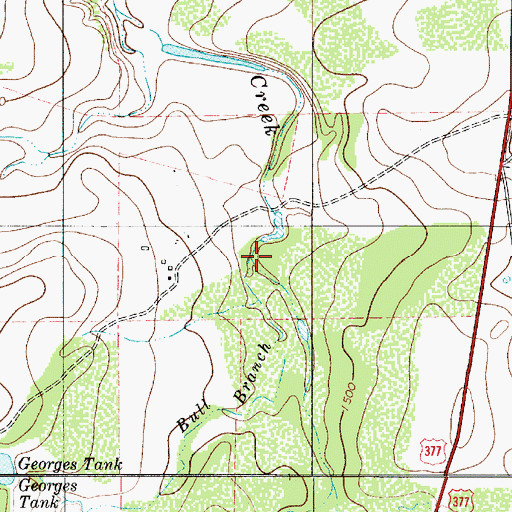 Topographic Map of Bull Branch, TX