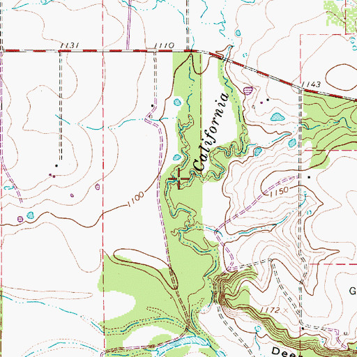 Topographic Map of Bull Branch, TX