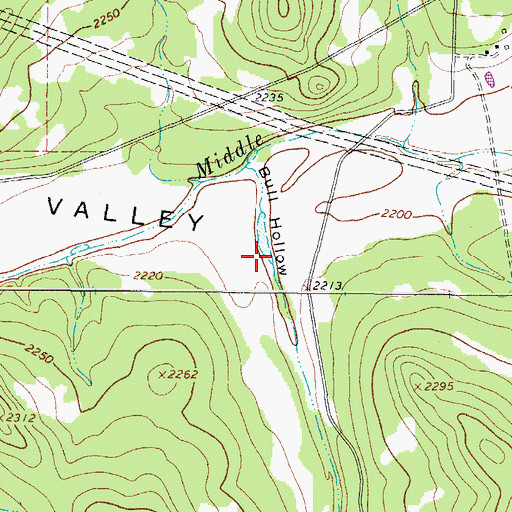 Topographic Map of Bull Hollow, TX