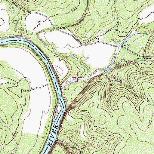 Topographic Map of Bull Hollow Branch, TX