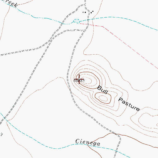 Topographic Map of Bull Pasture Hills, TX