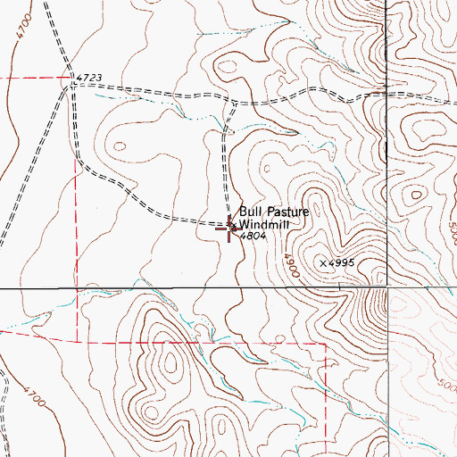 Topographic Map of Bull Pasture Windmill, TX