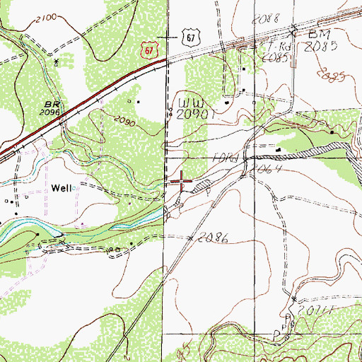 Topographic Map of Bull Run Creek, TX
