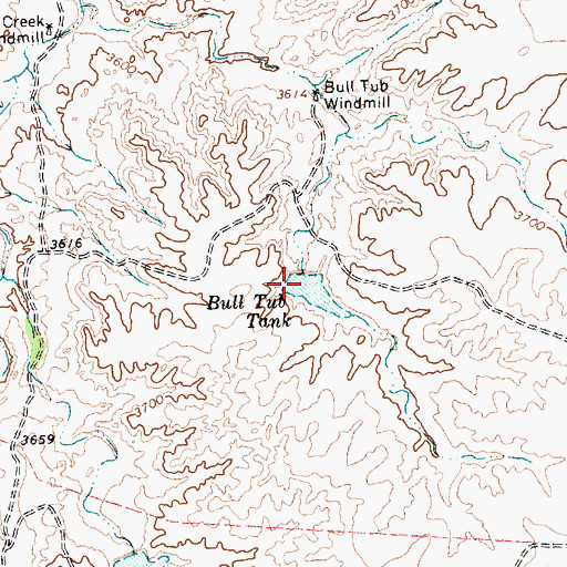 Topographic Map of Bull Tub Tank, TX